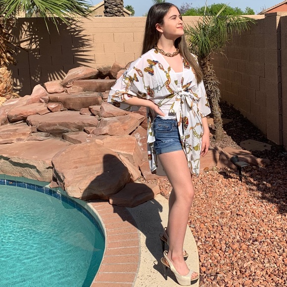 NEW Kimono / Swim Coverup in Floral Butterfly Boho - Picture 2 of 12